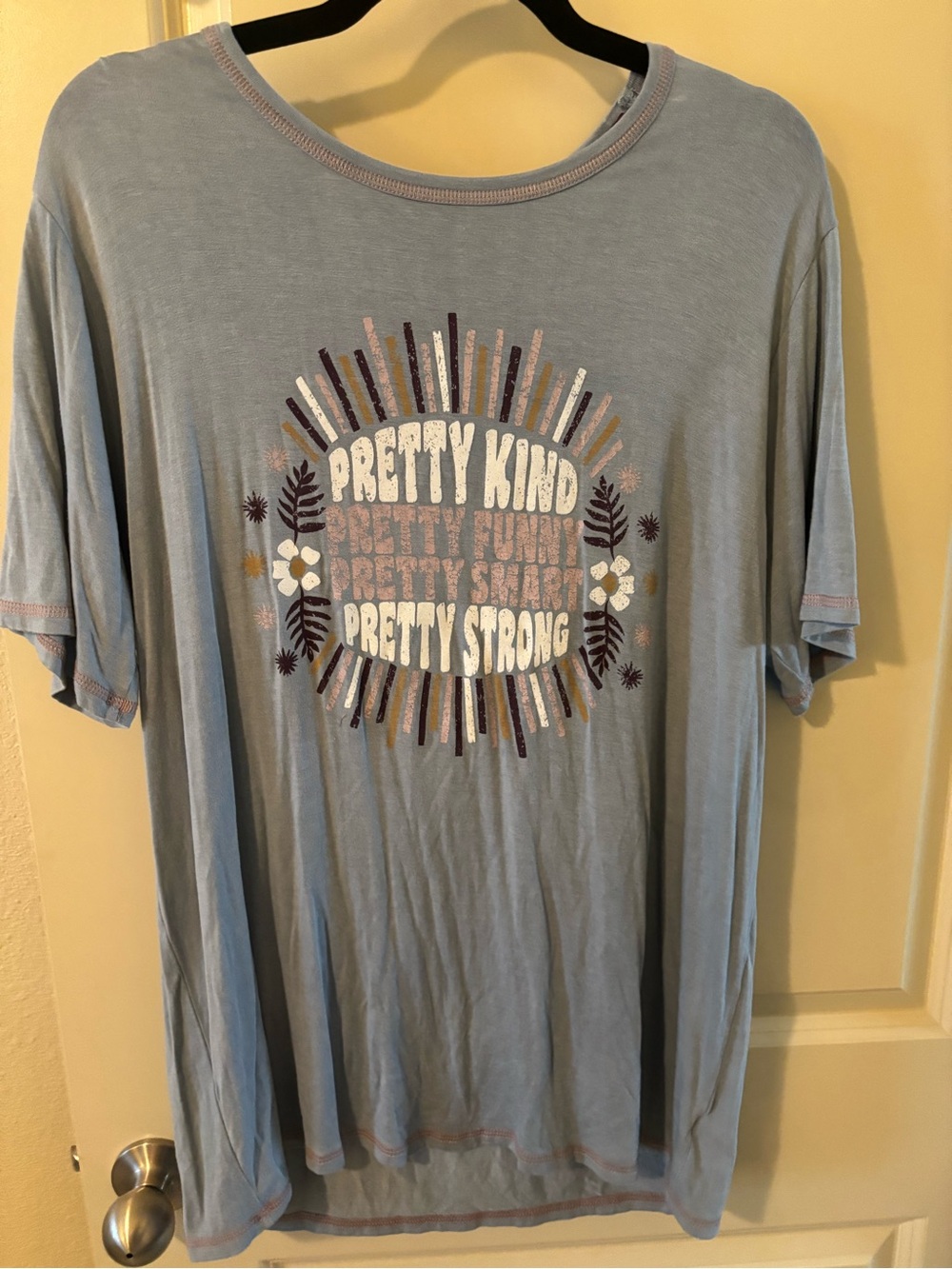 Pretty Kind Blue Graphic Oversized Tee Small Loungewear Comfy Casual
